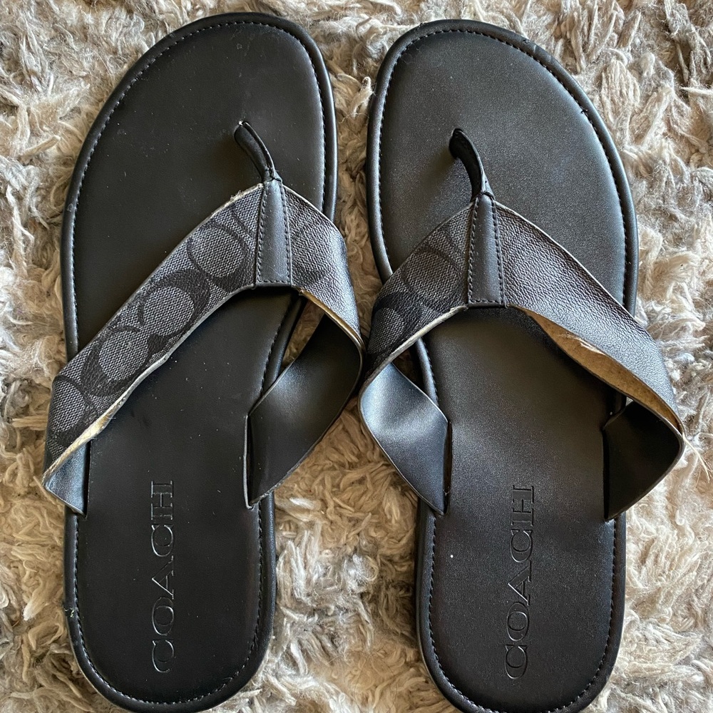 Coach Flip Flop Signature Canvas Sandals SZ 12